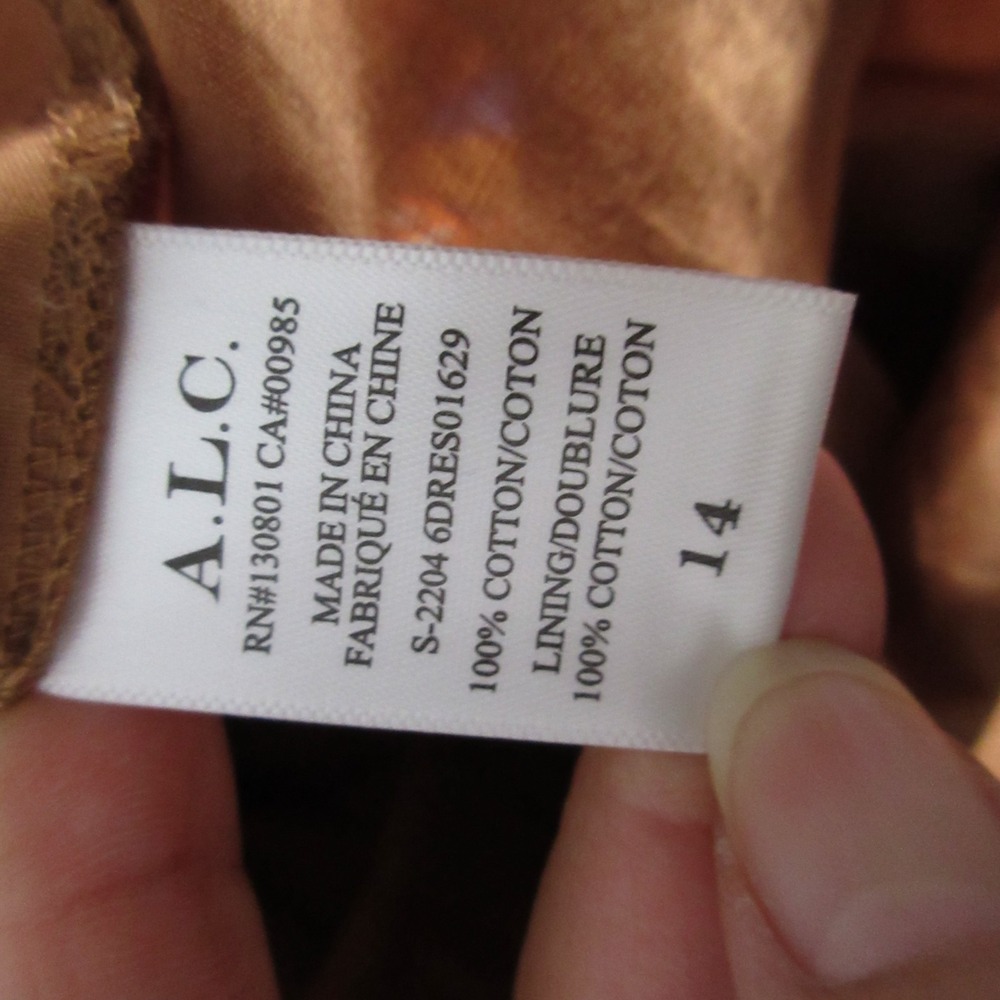 ALC Dress Plus 14 Lucia Floral Midi Smocked‎ Rust Color Ruched A Line Wedding - Picture 10 of 12